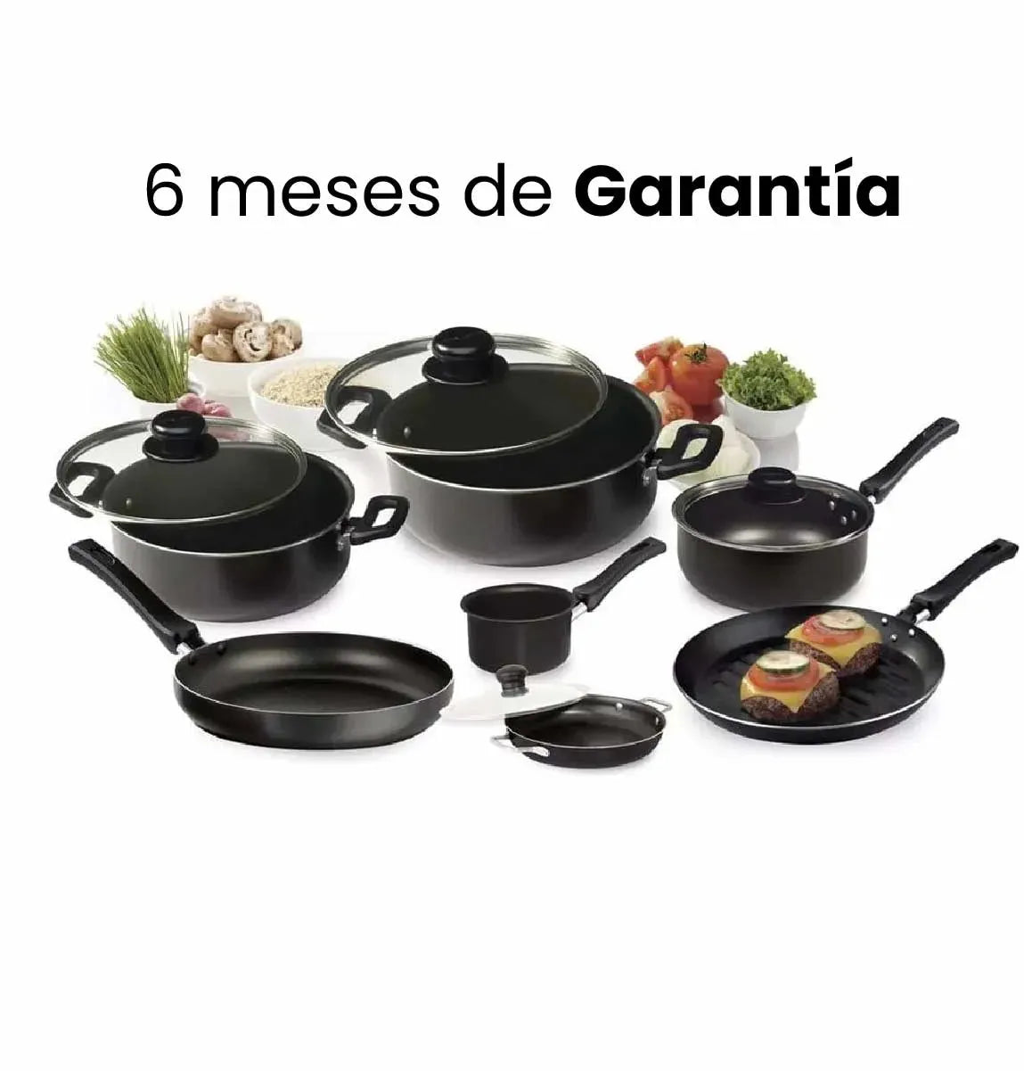 🔥 LIQUIDACIÓN DE STOCK: Juego De Ollas Universal 13 Piezas Antiadherente Color Negro 🍲🍚
